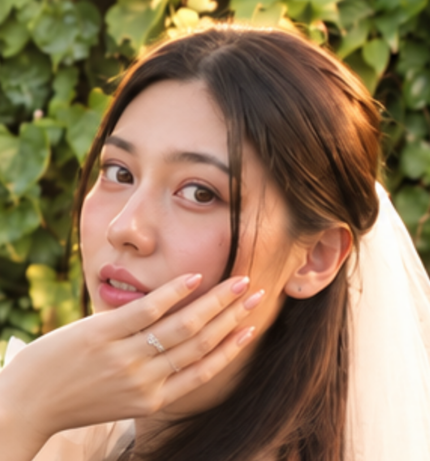 ลุคแต่งหน้าโทนชมพูและแหวน พร้อมจุดเลือกสินค้าที่คิ้ว แก้ม ปาก และมือ